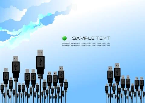 Abstract forest created from usb port cables. Vector illustration Stock Illustration