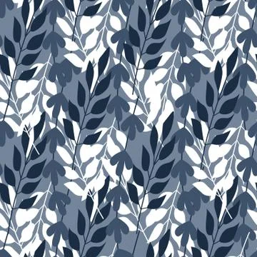 Abstract forest leaves and grass seamless pattern. Stock Illustration