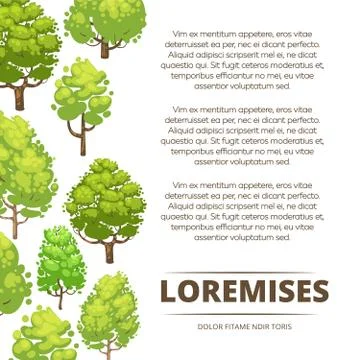 Abstract forest poster design - eco poster background with cartoon trees 스톡 일러스트