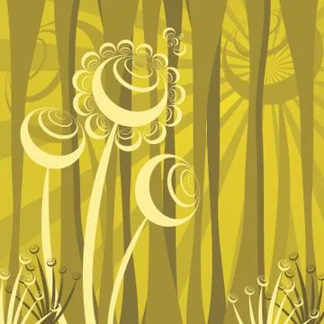 Abstract forest scene, retro vector illustration Stock Illustration