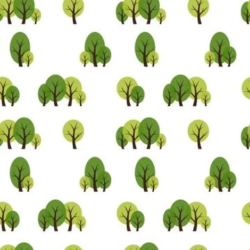 Abstract Forest Tree Seamless Pattern Background. Vector Illustration Illustrazione stock