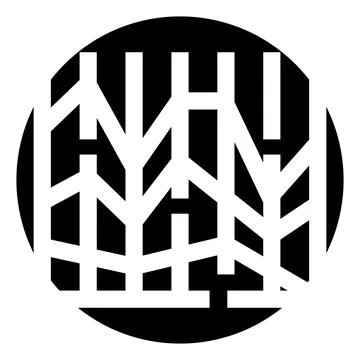 Abstract forest trees logo in a circular shape Ilustración de archivo