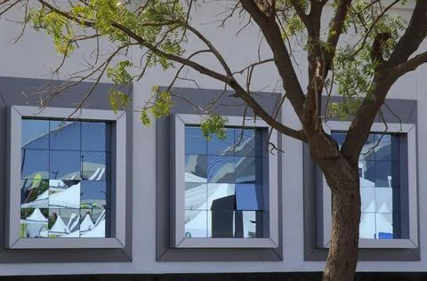 Abstract in form of glass windowpanes with reflection ; Pune ; Maharashtra... Stock Photos