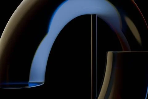 Abstract form Glossy shapes curve against black, creating depth. Highlights.. Stock Illustration