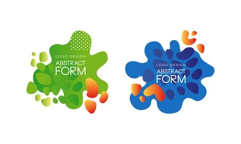 Abstract Form Logo Design, Colorful Modern Liquid Dinamic Shapes Design Labels Stock Illustration