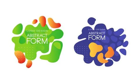 Abstract Form Logo Design Set, Modern Bright Dinamic Shapes, Splash, Company Stock Illustration