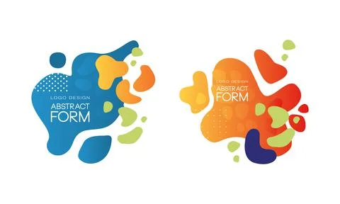 Abstract Form Logo Design Set, Bright Dinamic Shapes, Colorful Splash Stock Illustration