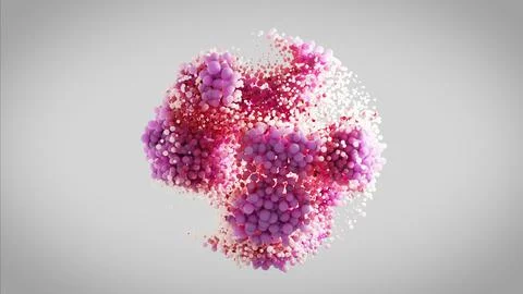 Abstract form made of spheres exploding on gradient background 库存插图