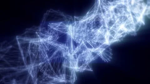 Abstract formation of interconnected white luminous lines creating a web of g Stock Illustration