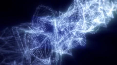 Abstract formation of interconnected white luminous lines creating a web of g Stock Illustration