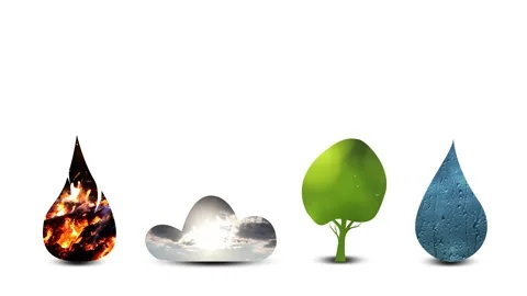 Abstract four elements isolated on white Stock Footage 229616624