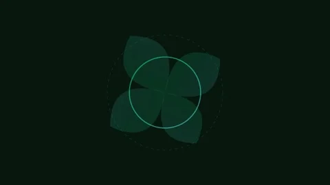 Abstract four leaf clover design with geometric digital circle overlay effect Stock Footage 338310343