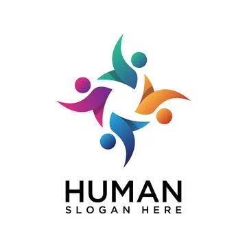 Abstract four People in the circle vector logo graphic group connection Stock Illustration