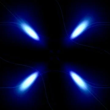 Abstract Four-Point Blue Energy Beams Light Overlay on Black Background Stock Illustration
