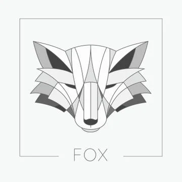 Abstract fox head emblem icon design with elegant line shapes style Stock Illustration