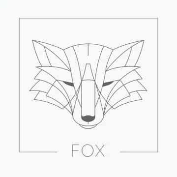 Abstract fox head emblem icon design with elegant line shapes style Stock Illustration