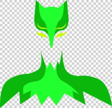 Abstract fox head is emerging in flat style on transparent bg, featuring green Stock Illustration