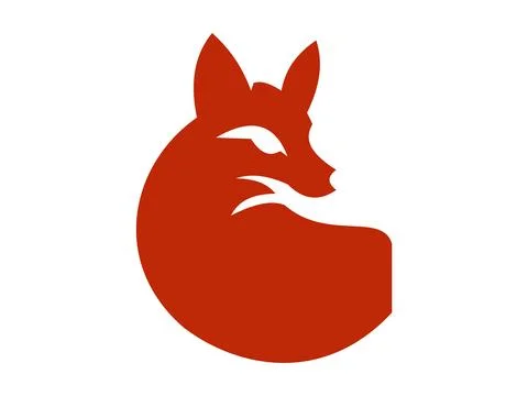 Abstract Fox Icon Clean Vector Stock Illustration