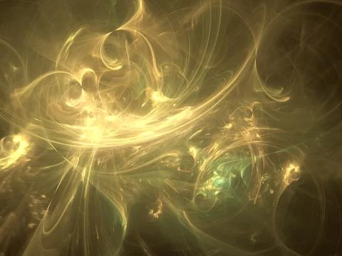 Abstract fractal art background of dynamic golden swirls. Flames, smoke, gas 스톡 일러스트