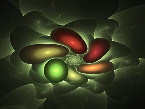 Abstract fractal background. Computer generated graphics. Blurry bubbles in a 스톡 일러스트