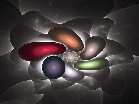 Abstract fractal background. Computer generated graphics. Blurry bubbles in a 스톡 일러스트