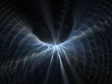 Abstract fractal background. Computer generated graphics. Light waves on dark Stock Illustration