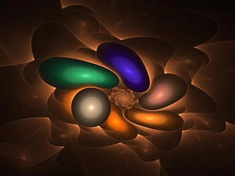 Abstract fractal background. Computer generated graphics. Blurry bubbles in a 스톡 일러스트