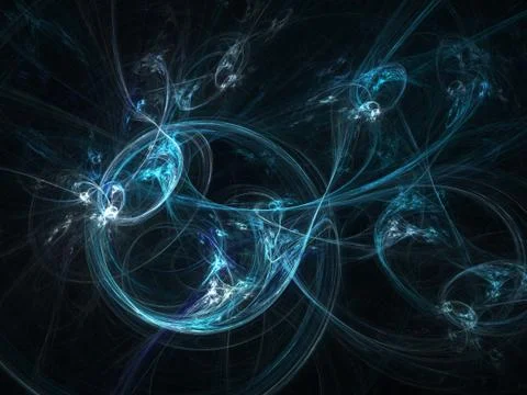 Abstract fractal background. Computer generated graphics. Blue blur. Stock Photos