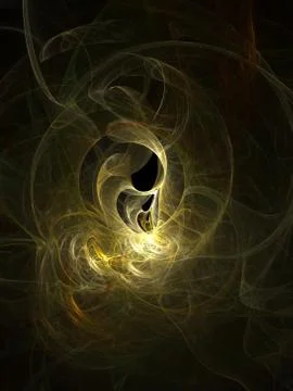 Abstract fractal background. Computer generated graphics. 3D yellow clouds in Foto stock
