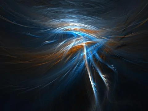 Abstract fractal background. Computer generated graphics. Blue and orange ray Stock Photos