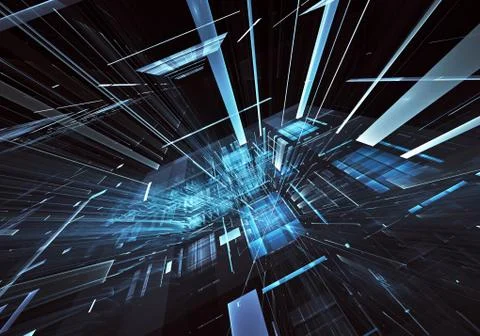 Abstract fractal background, texture. Virtual Neon City Ilustración de archivo