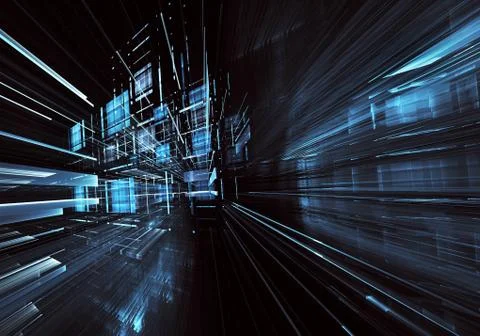 Abstract fractal background, texture. Virtual Neon City Ilustración de archivo