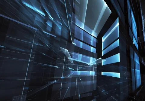 Abstract fractal background, texture. Virtual Neon City Ilustración de archivo