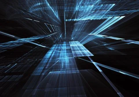 Abstract fractal background, texture. Virtual Neon City Ilustración de archivo
