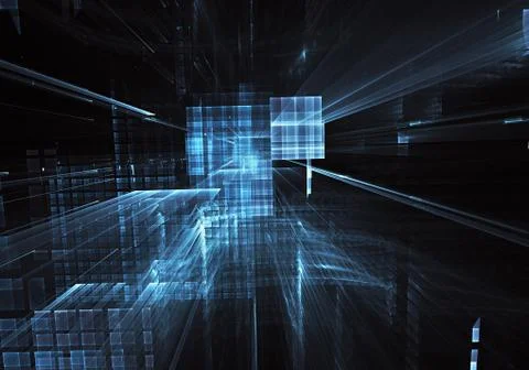 Abstract fractal background, texture. Virtual Neon City Ilustración de archivo