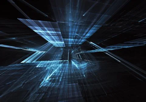 Abstract fractal background, texture. Virtual Neon City Ilustración de archivo