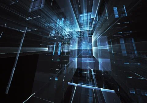 Abstract fractal background, texture. Virtual Neon City Ilustración de archivo