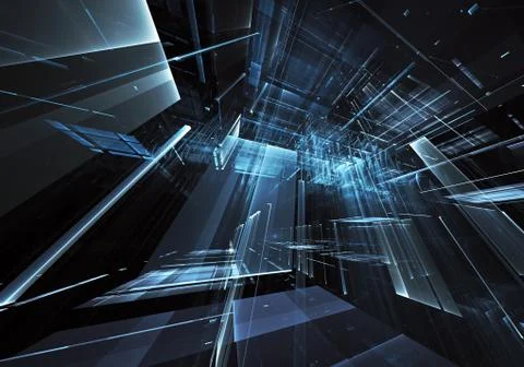 Abstract fractal background, texture. Virtual Neon City Stock Illustration