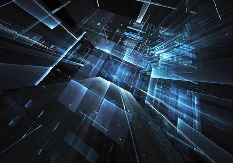 Abstract fractal background, texture. Virtual Neon City Ilustración de archivo