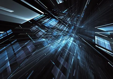 Abstract fractal background, texture. Virtual Neon City Ilustración de archivo