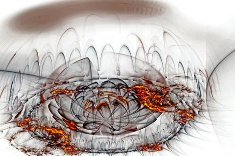Abstract fractal computer-generated glowing 3d flowers. Multicolored fractal  Stockillustratie