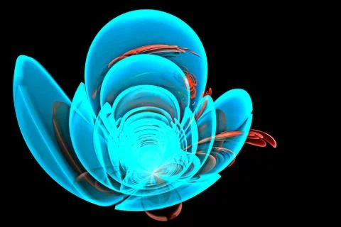 Abstract fractal computer-generated glowing 3d flowers. Multicolored fractal  Stockillustratie