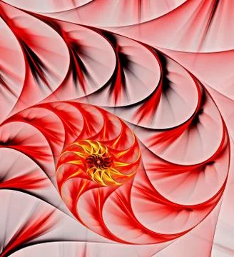 Abstract fractal computer-generated image of multicolored curves spiraling into 스톡 일러스트