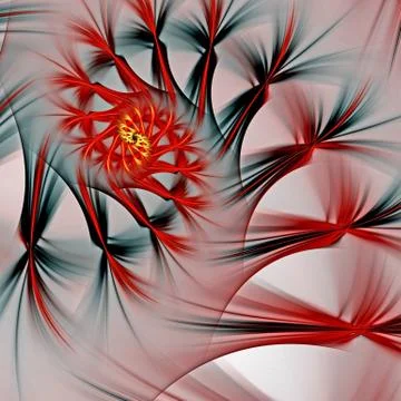 Abstract fractal computer-generated image of multicolored curves spiraling into 스톡 일러스트