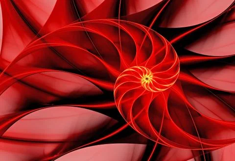 Abstract fractal computer-generated image of multicolored curves spiraling in Stock Illustration