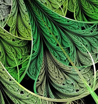 Abstract fractal, a computer generated image of a green leaf texture Illustrazione stock