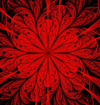 Abstract fractal, a computer generated image of a red flower woven from wheat Stock-Illustration