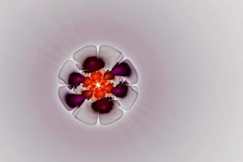 Abstract fractal computer-generated image of a flower with colorful petals Illustrazione stock