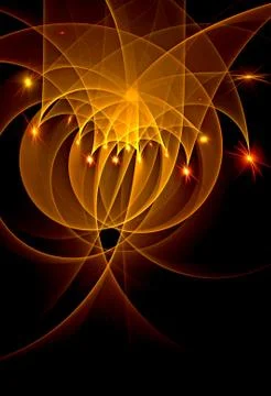 Abstract, fractal, computer-generated image of multicolored arches and curves Stock Illustration