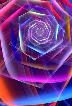 Abstract, fractal, computer-generated image of multicolored arches and curves Stock Illustration